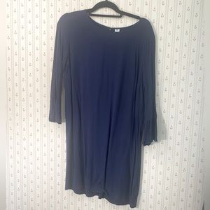 Navy Blue A-line Old Navy Dress with Bell Sleeves and Peek A Boo Back- Large